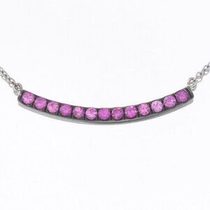 BR Artisan 14k White Gold and Pink Sapphire Necklace 17in